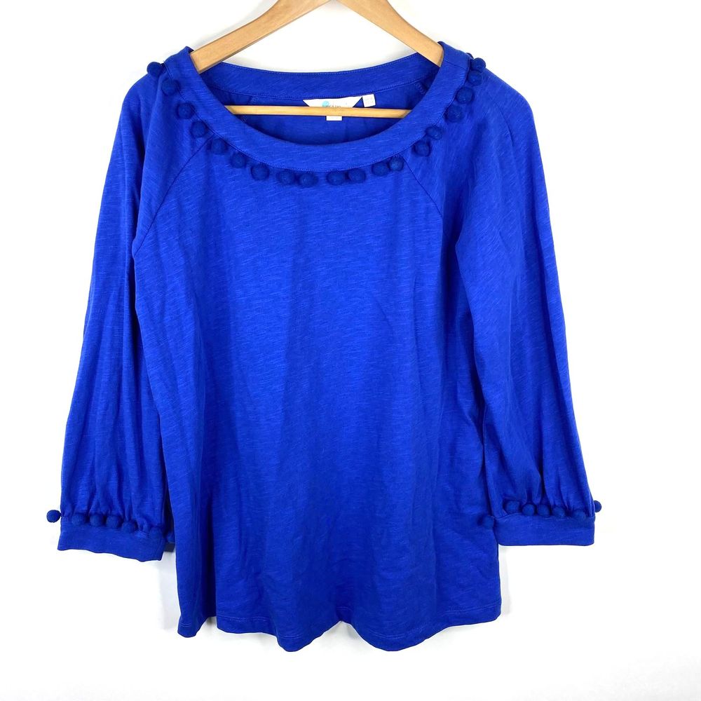 Boden Shirt Rosemary Jersey Top Pom Poms Boatneck